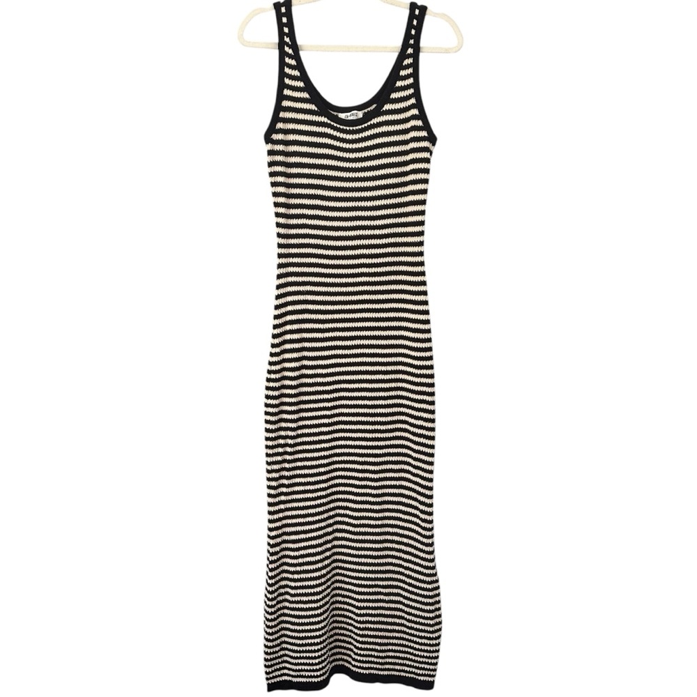 4th & Reckless Crochet Knit Black Stripe Maxi Dress Size Large - Picture 3 of 7